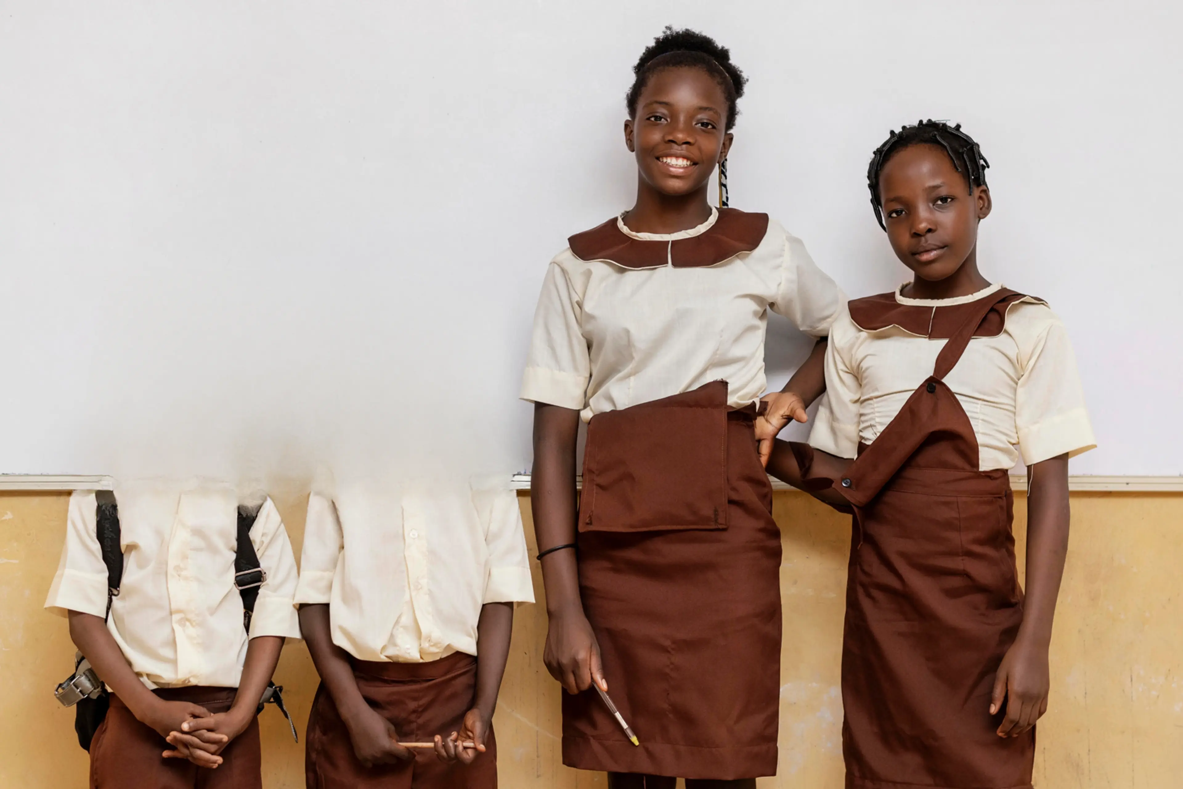 Students in school uniforms